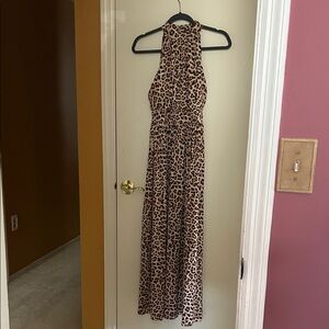 INC International Concepts Leopard Halter Maxi Dress - Tan & Brown